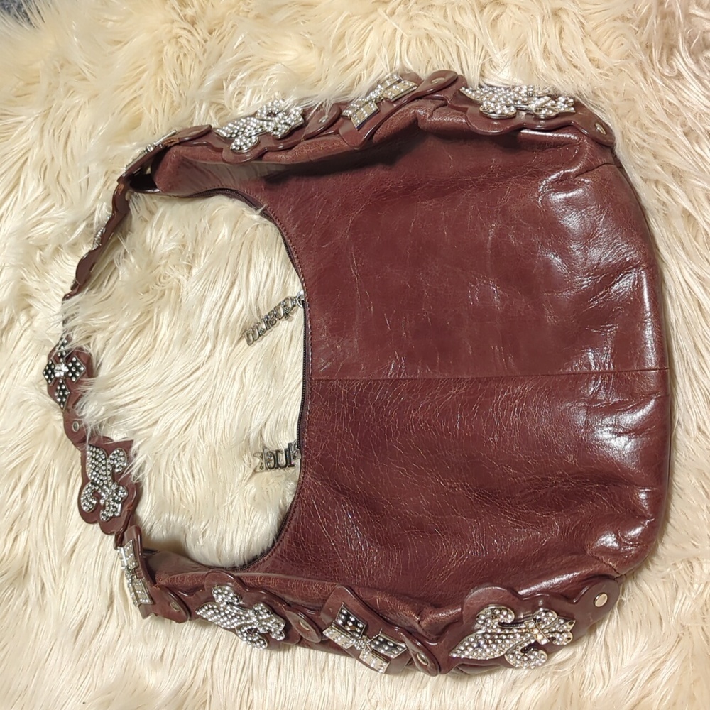 Charm and Luck brown leather shoulder bag - Picture 1 of 15